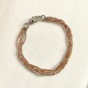 Like New! Sterling Silver Tri Tone Four Strand Bead Chain Bracelet 8”